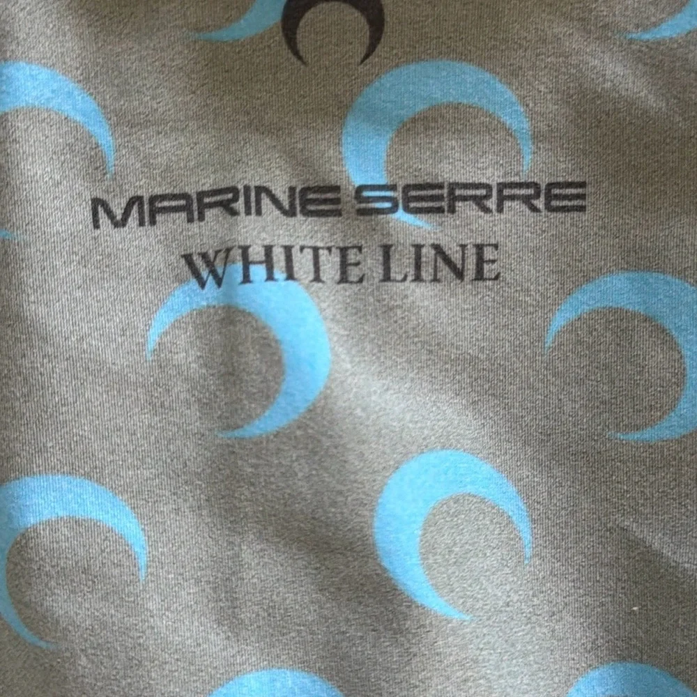 Marine Serre White Line jersey crewneck crescent moon top, size S_6